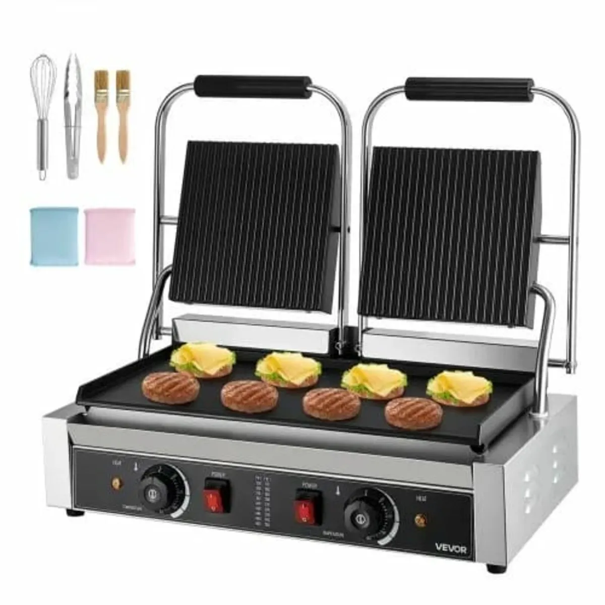 Commercial Panini Grill, 3600W Electric Sandwich P - Image 1