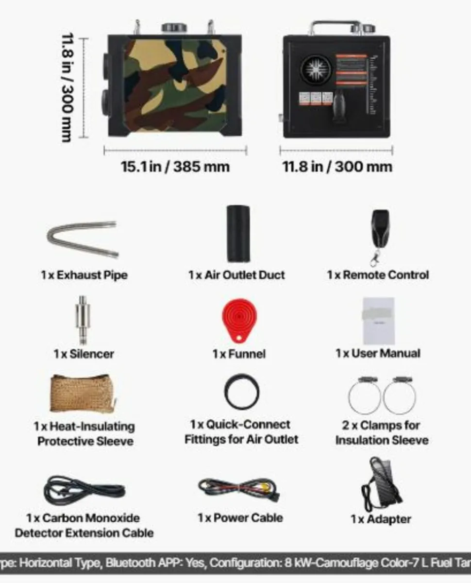 Diesel Heater,8KW, DC 12V/24V,All in One Portable - Image 3