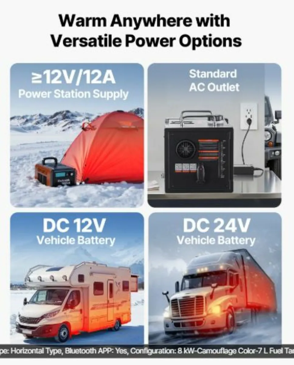 Diesel Heater,8KW, DC 12V/24V,All in One Portable - Image 4