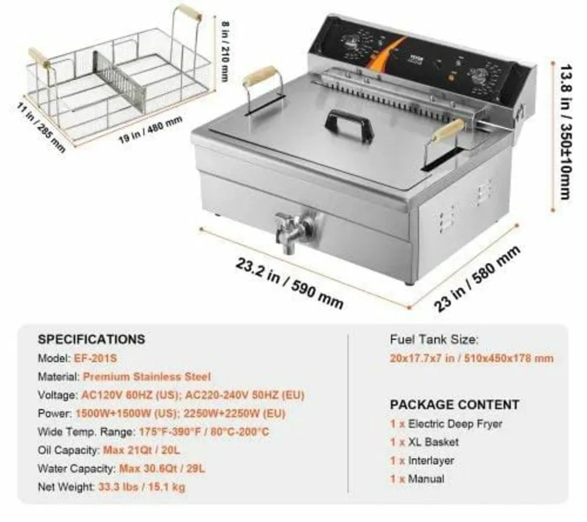 Commercial Deep Fryer, 3000W Electric Turkey Fryer - Image 2