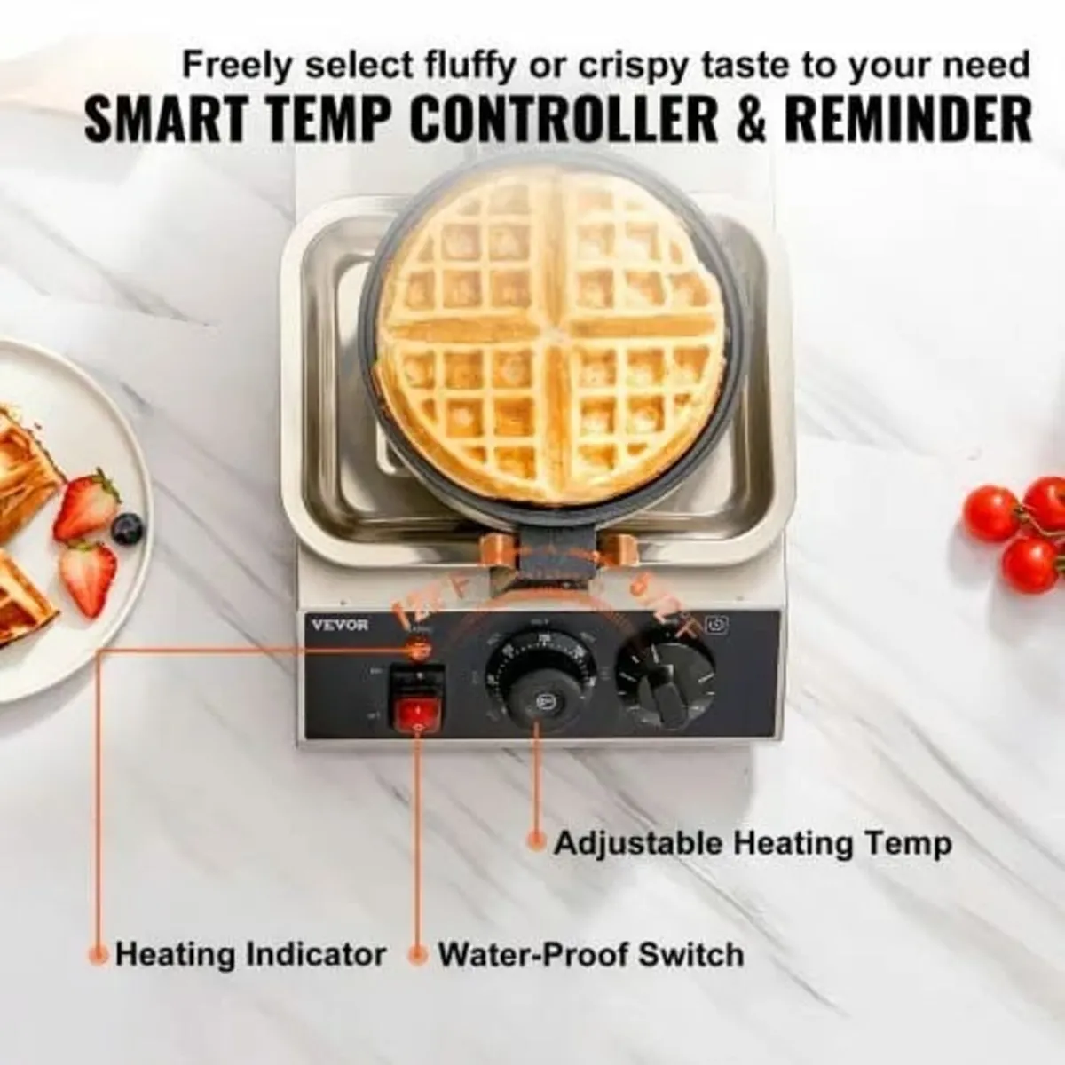 Commerical Round Waffle Maker 1300W Rotatable Non- - Image 3