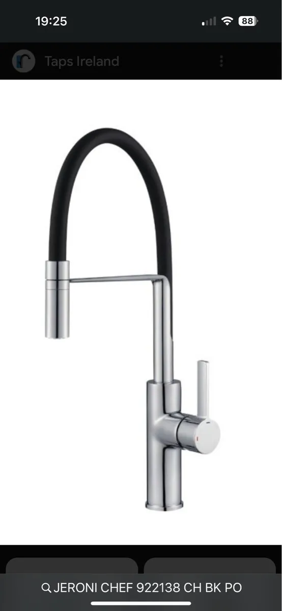 Kitchen Tap - JERONI CHEF 922138 CH BK PO - Image 1