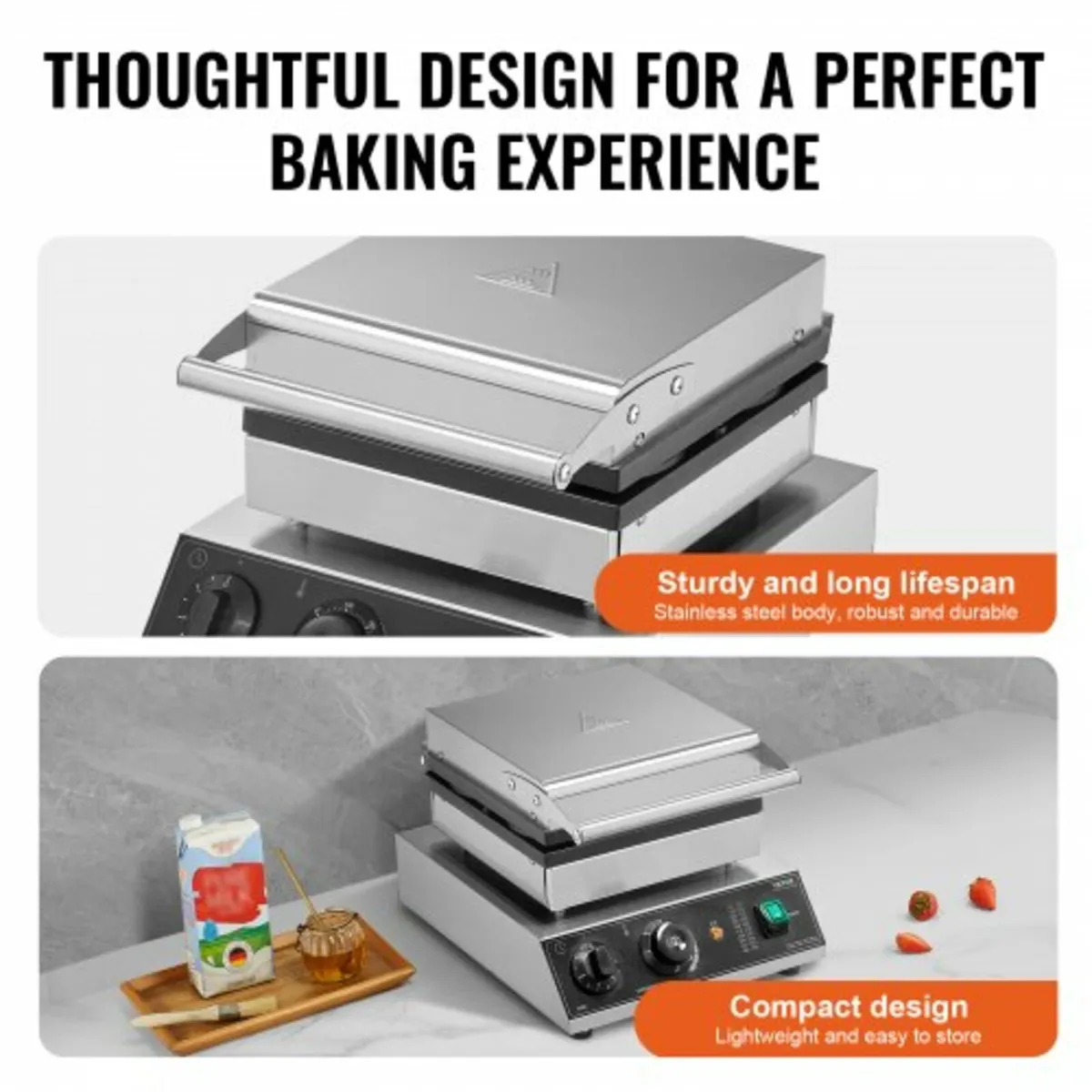 Commercial Waffle Maker, 4PCS Round Waffle Baker M - Image 3