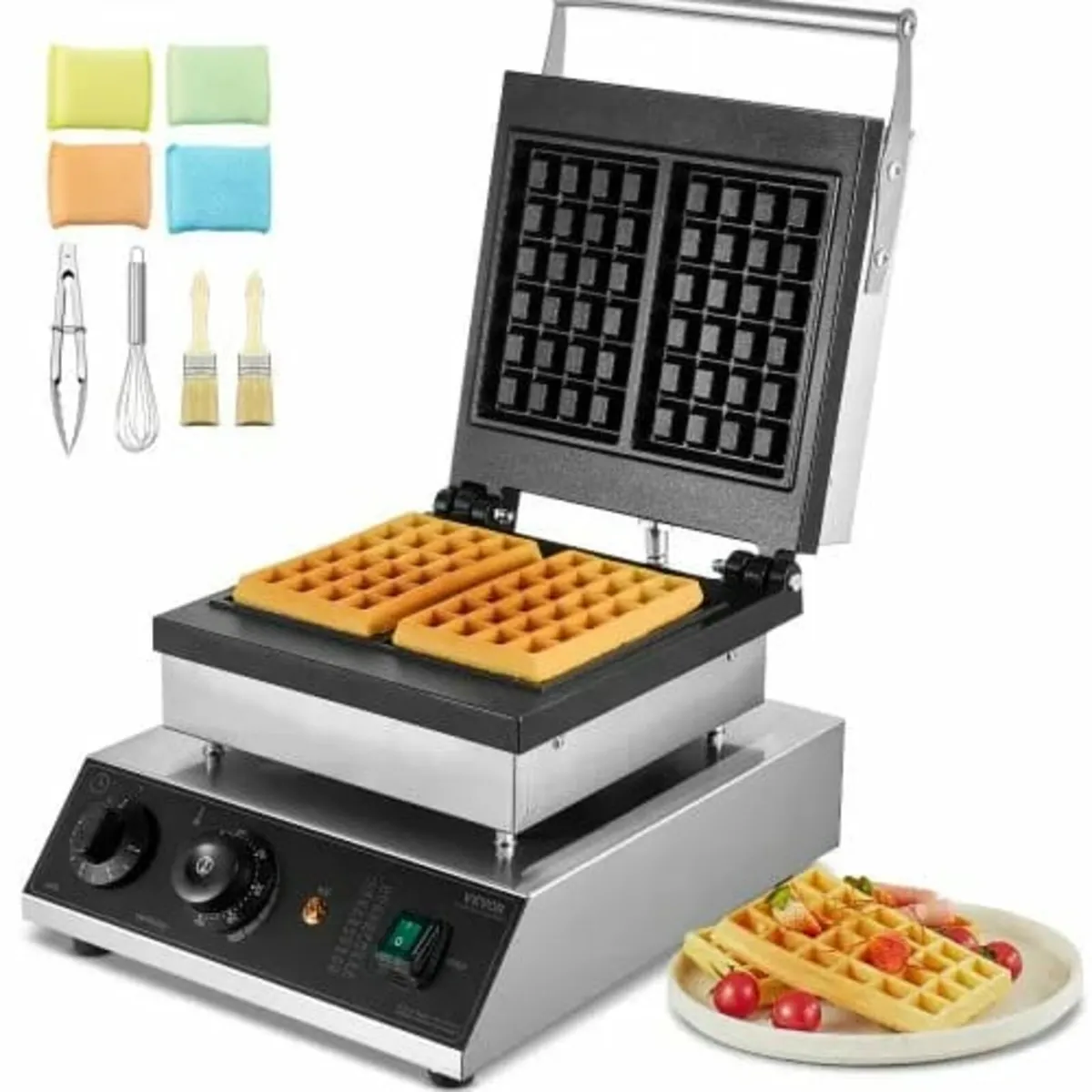 Commercial Waffle Maker, 2PCS Rectangle Waffle Bak - Image 1