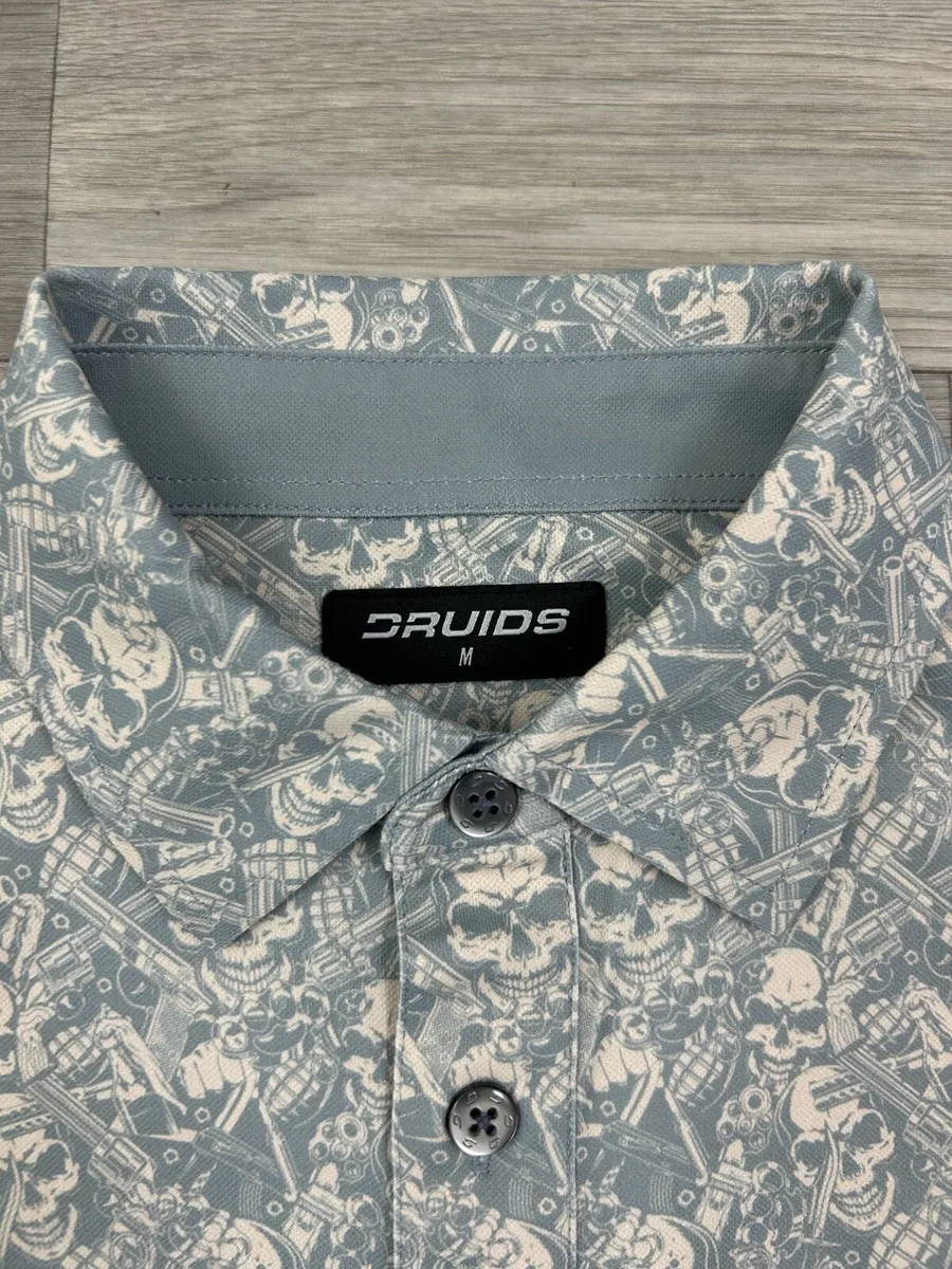Druids Golf Skull Patterned Golf Polo Shirt Medium - Image 4