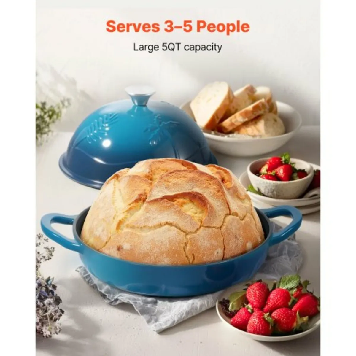 Enameled Cast Iron Dutch Oven, 4.7L Pot for Sourdo - Image 2