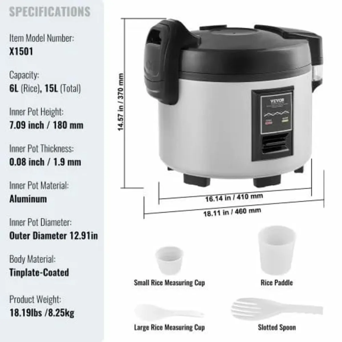 Rice Cooker, 70-Cup Rice Cooker, 15 Liter Large Ri - Image 3