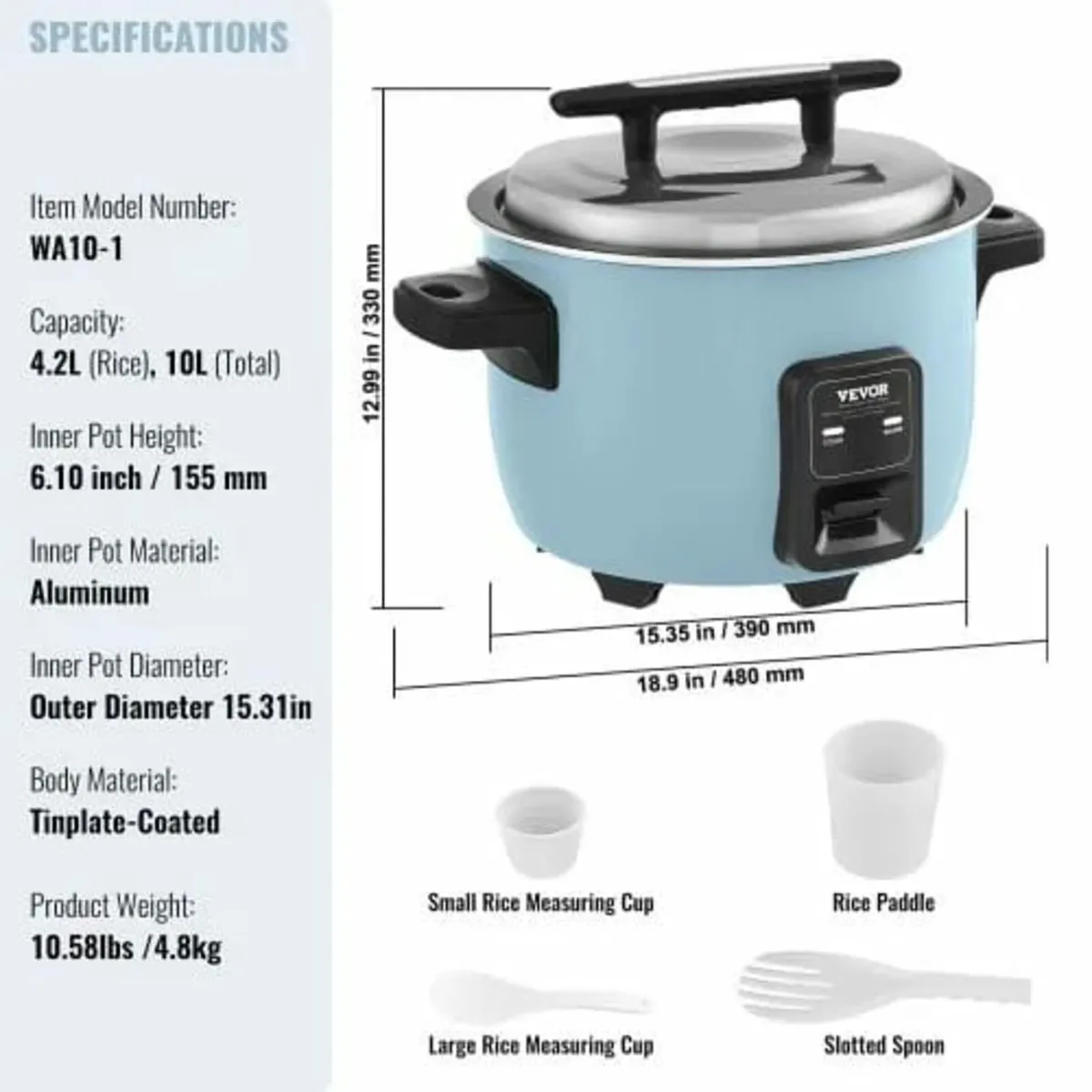 Commercial Rice Cooker, 50-Cup Rice Cooker, 10 Lit - Image 3