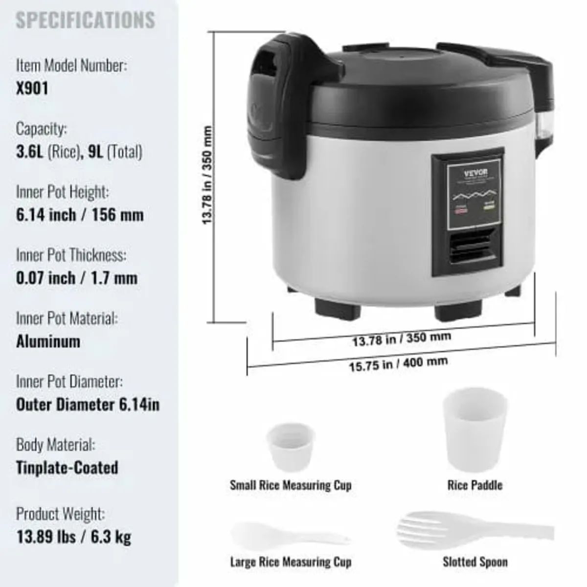 Commercial Rice Cooker, 45-Cup Rice Cooker, 9 Lite - Image 2