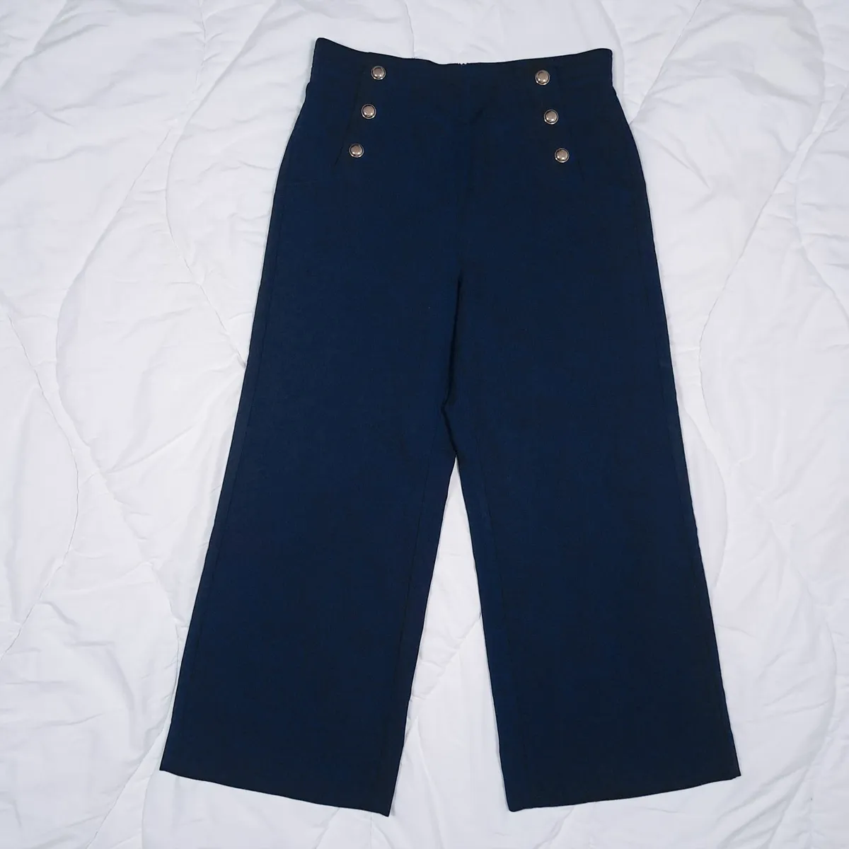 Marella Navy Blue Wide Leg Palazzo Trousers 14UK - Image 2