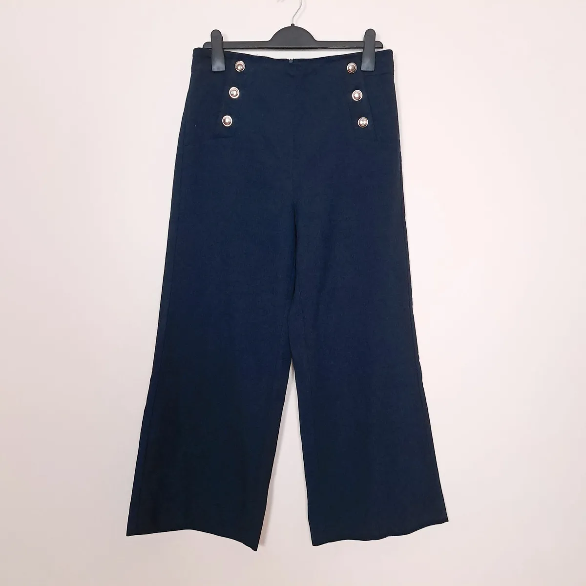 Marella Navy Blue Wide Leg Palazzo Trousers 14UK - Image 3
