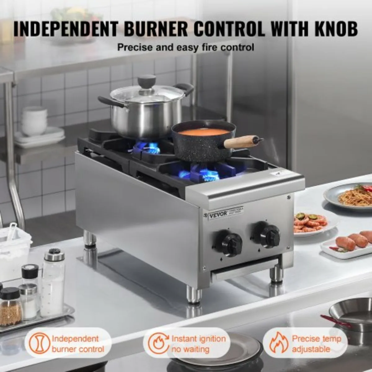 Commercial Gas Stove with 2 Burners, Propane and N - Image 2