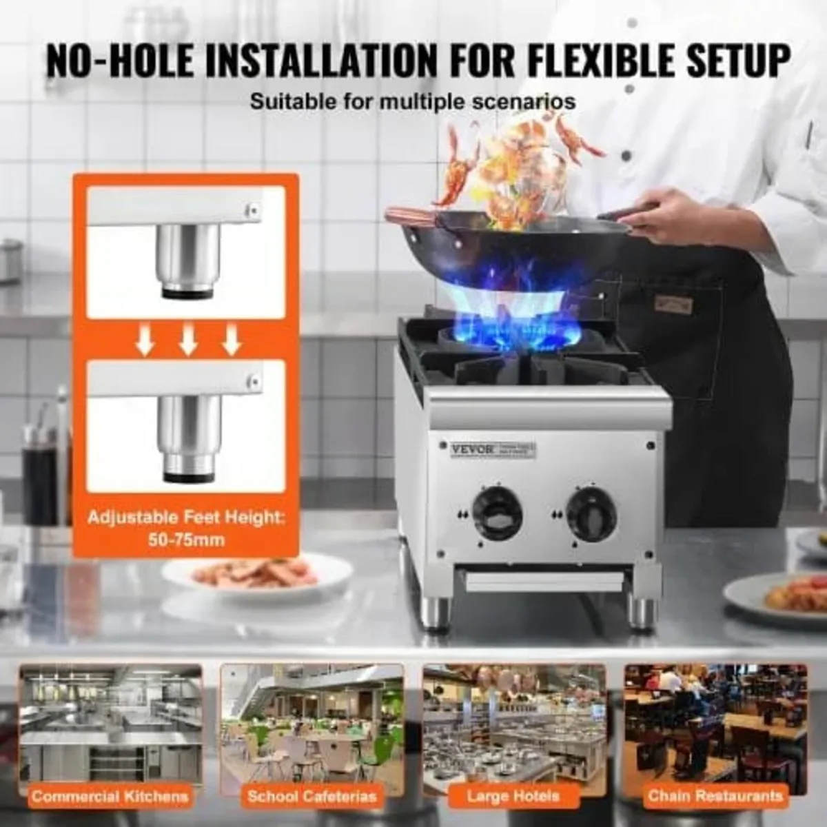 Commercial Gas Stove with 2 Burners, Propane and N - Image 4