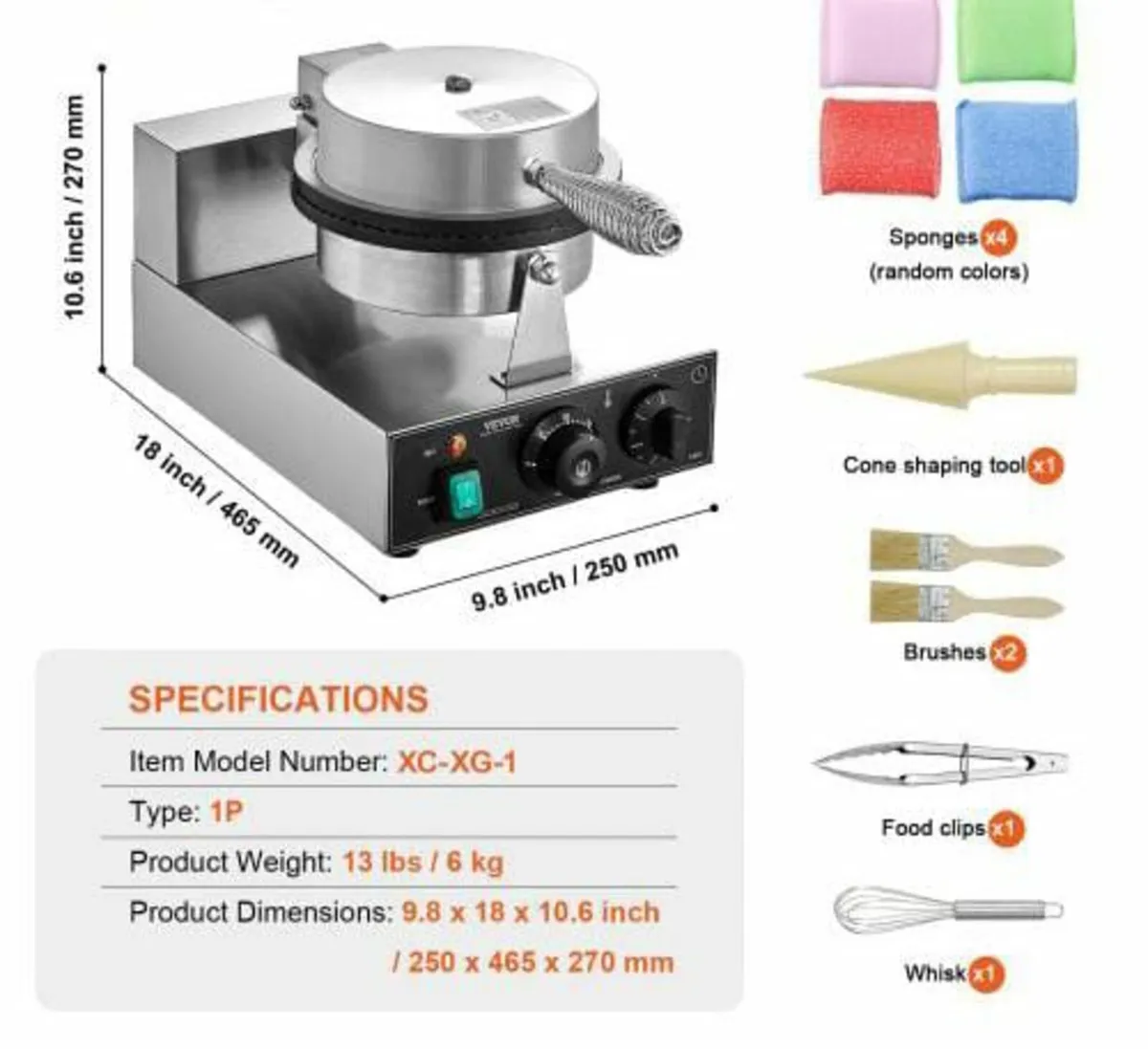 Electric Ice Cream Cone Maker, Commercial 1230W Wa - Image 4