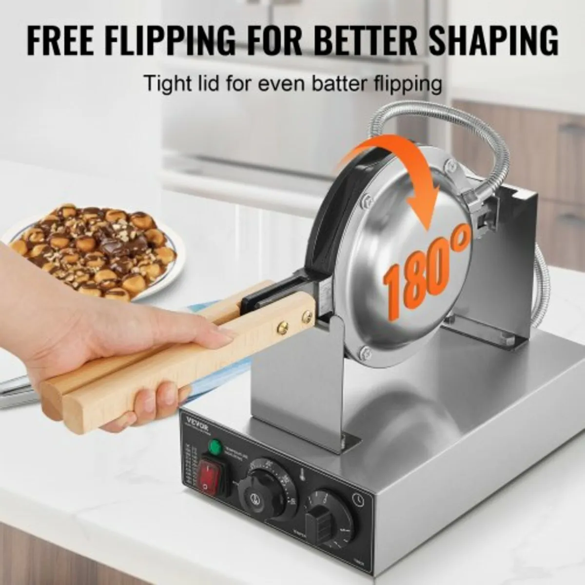 Commercial Bubble Waffle Maker, 1400W Egg Pancake - Image 2