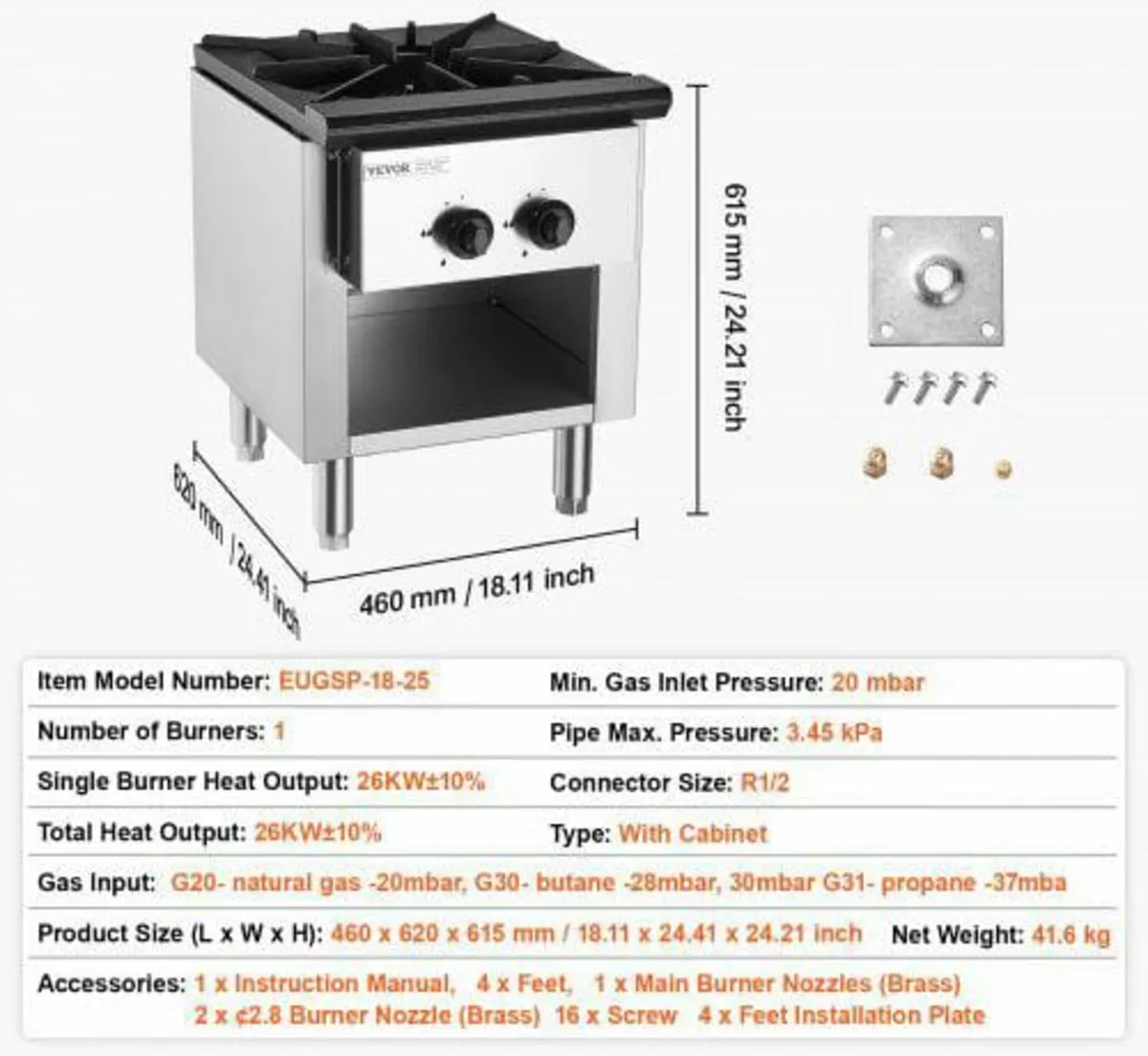 Commercial Gas Stove with Cabinet, Propane and Nat - Image 2