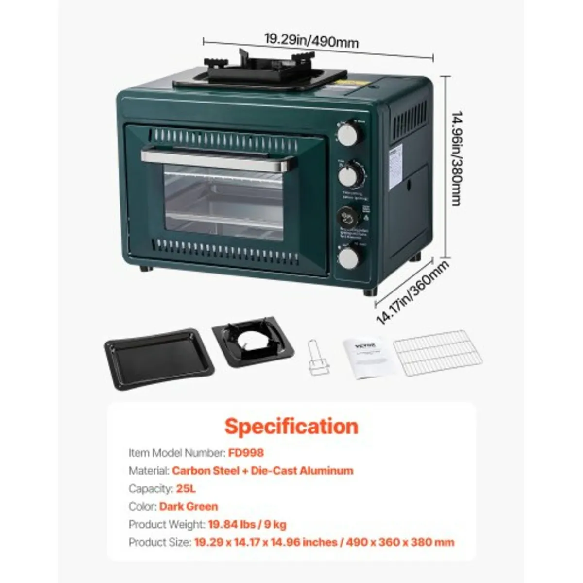 Outdoor Oven, 2-in-1 Portable Gas Camping Stove Ov - Image 2