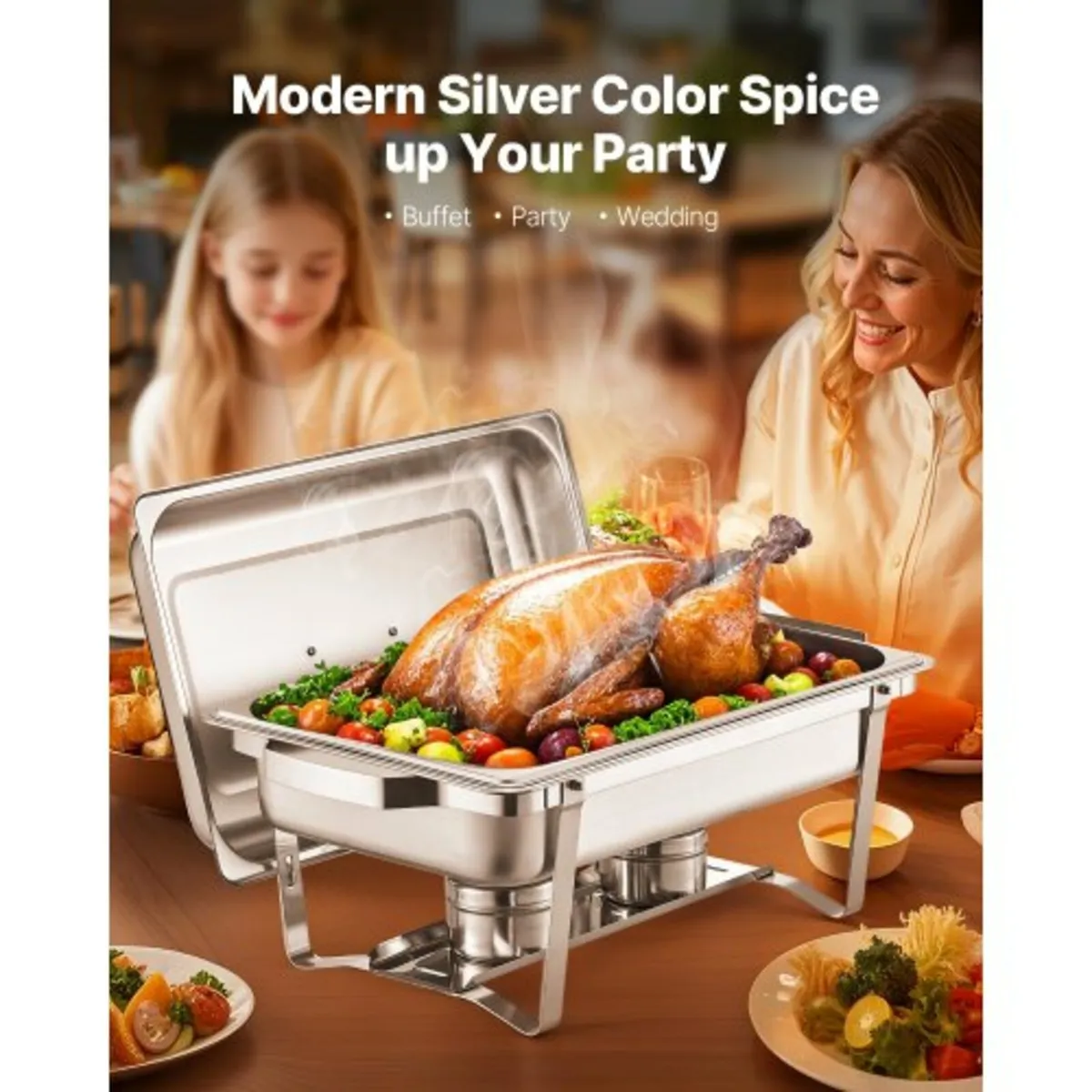 Chafing Dish Buffet Set, 8 Qt 6 Pack, Stainless St - Image 2
