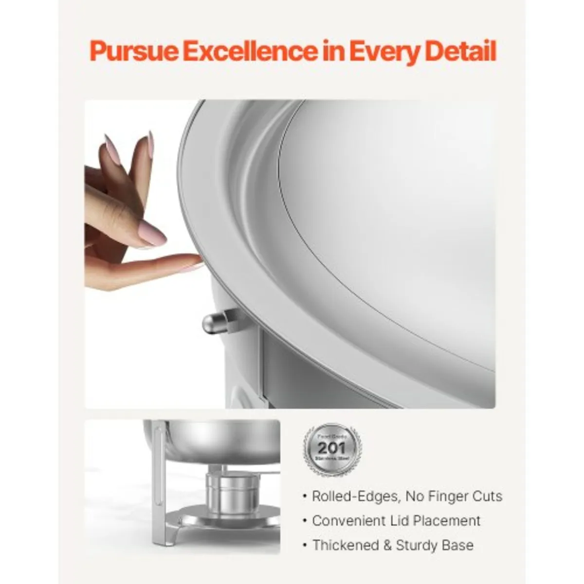 Chafing Dish Buffet Set, 5 Qt 2 Pack, Stainless St - Image 4