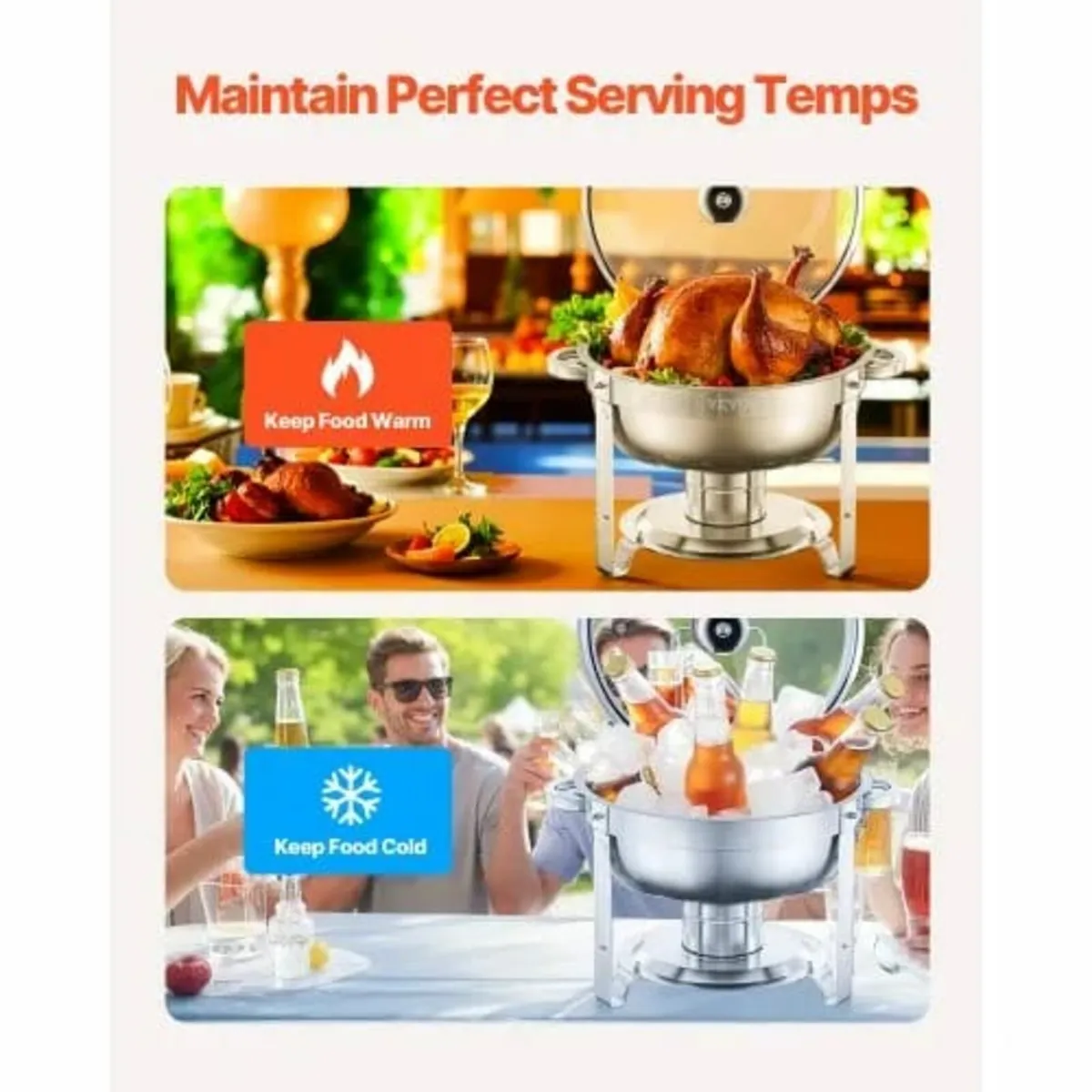 Chafing Dish Buffet Set, 5 Qt 2 Pack, Stainless St - Image 2