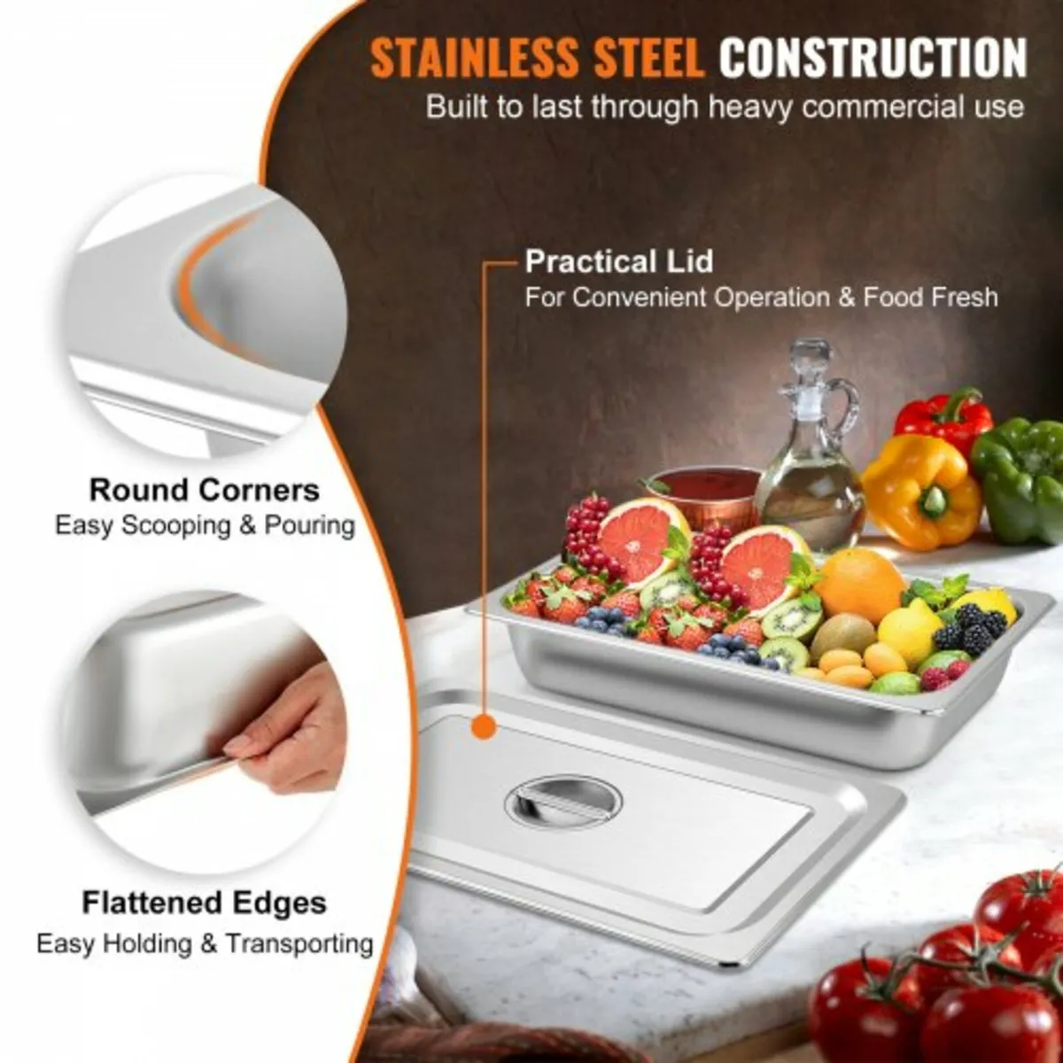 4 Pack Steam Table Pans 20.9 x 12.8 x 3.9 Inch Dee - Image 3