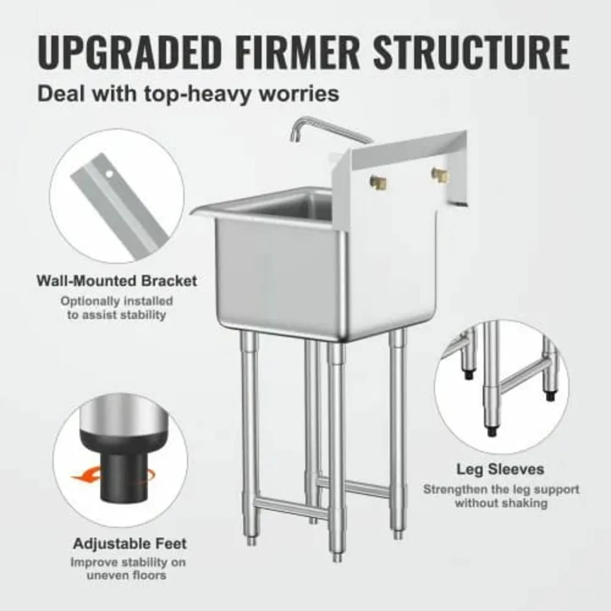 Stainless Steel Prep & Utility Sink, 1 Compartment - Image 4