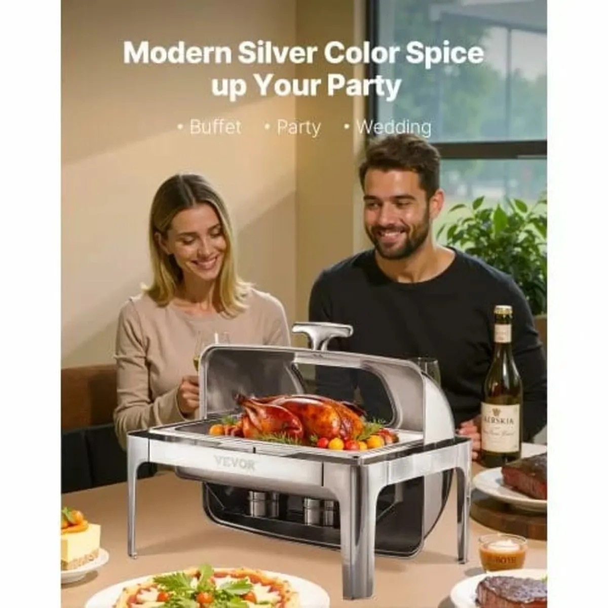 Roll Top Chafing Dish Buffet Complete Set, 9 Qt 1 - Image 4