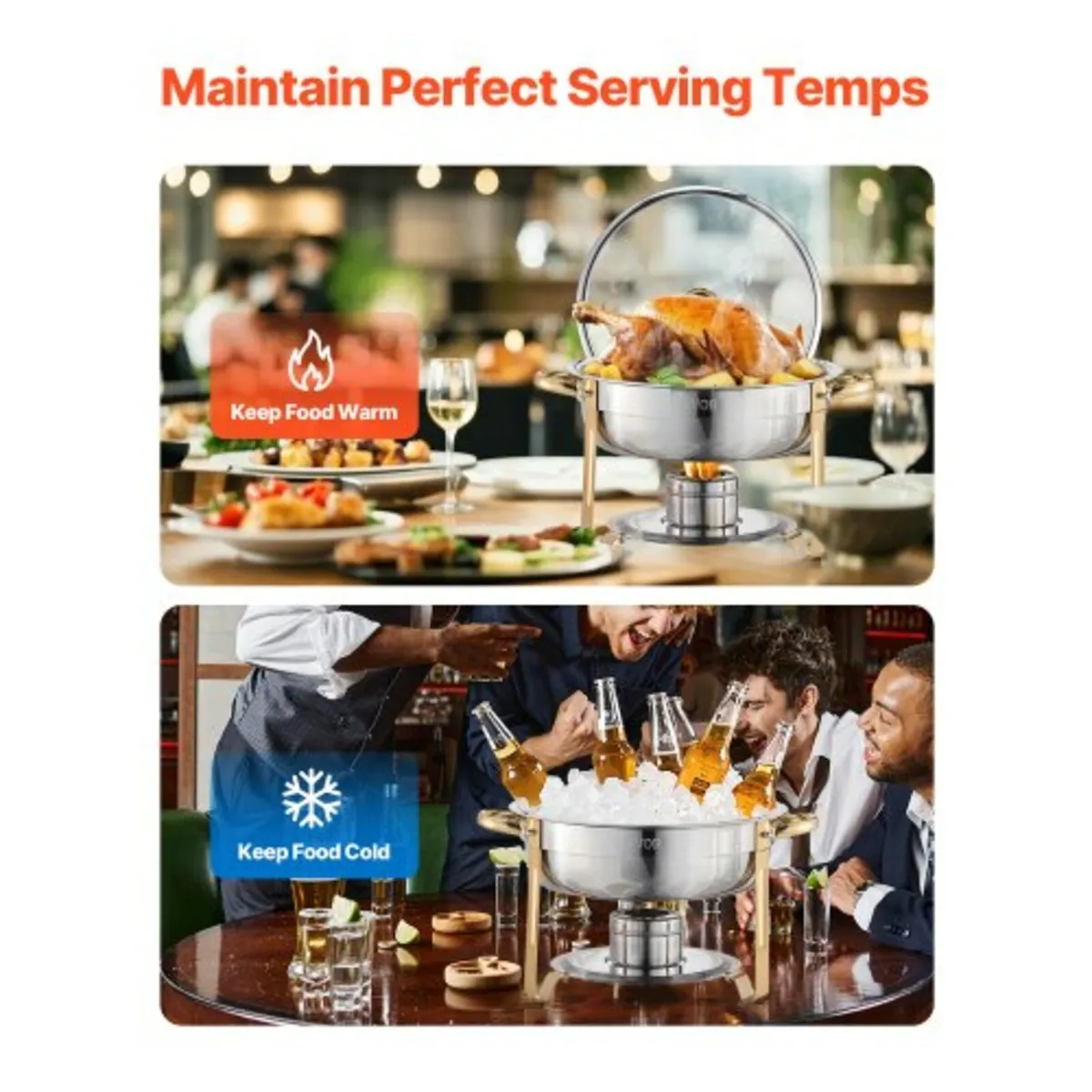 Chafing Dish Buffet Set, 5 Qt 4 Pack, Stainless St - Image 2