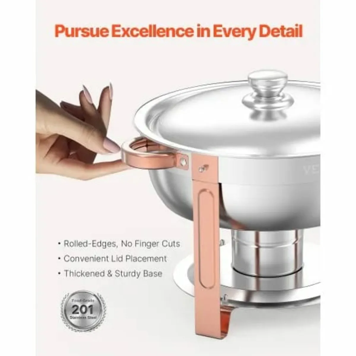 Chafing Dish Buffet Set, 5 Qt 4 Pack, Stainless St - Image 3
