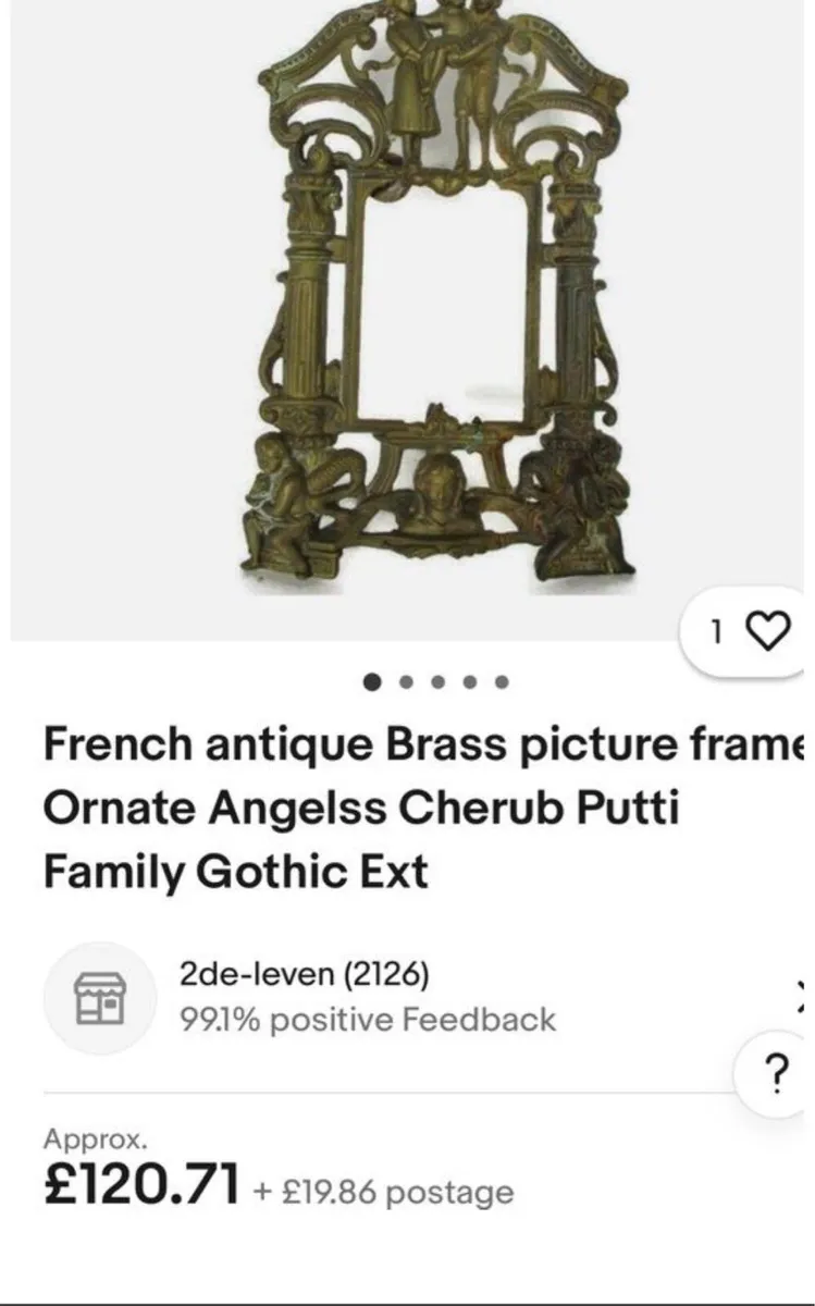 French antique brass picture frame - Image 3