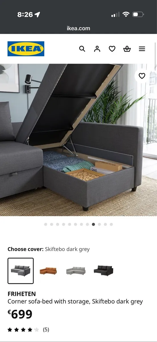 Ikea FRIHETEN Corner Sofa Bed - Image 4