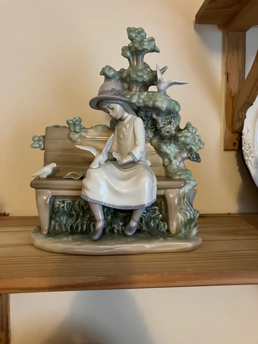 NAO by Lladro Girl Feeding Dove - Image 2