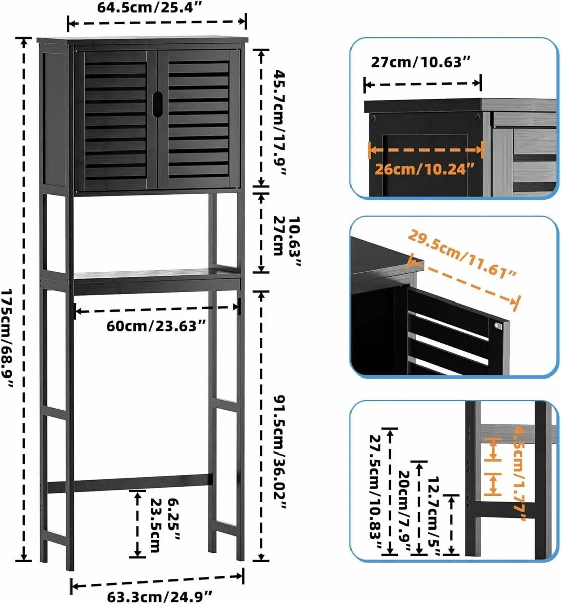 Bathroom Storage Shelf Cabinet Over-The-Toilet - Image 3