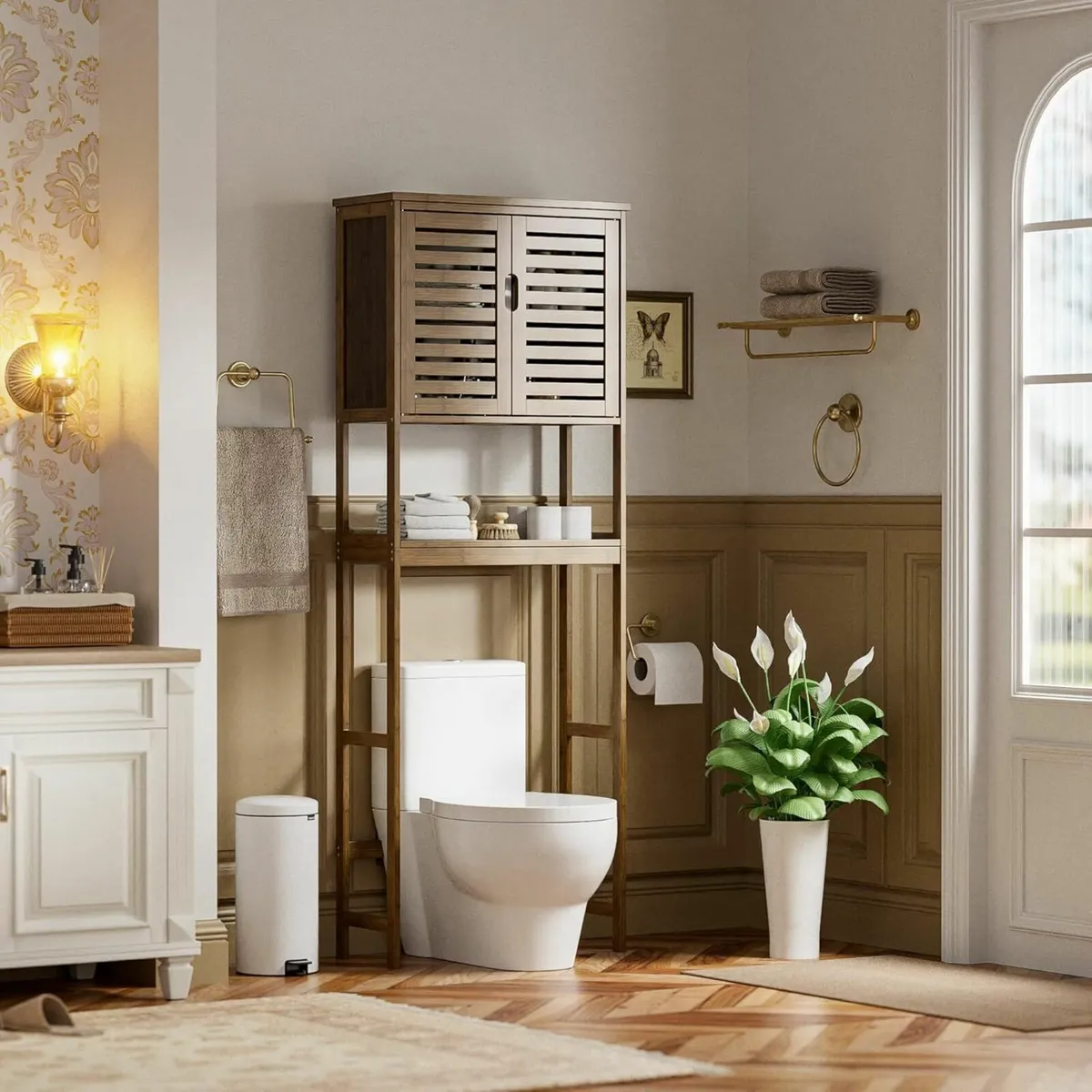 Bathroom Storage Shelf Cabinet Over-The-Toilet - Image 1