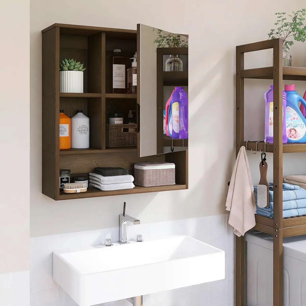 Bathroom Mirror Cabinet Wall Mounted Mirror Shelf - Image 1