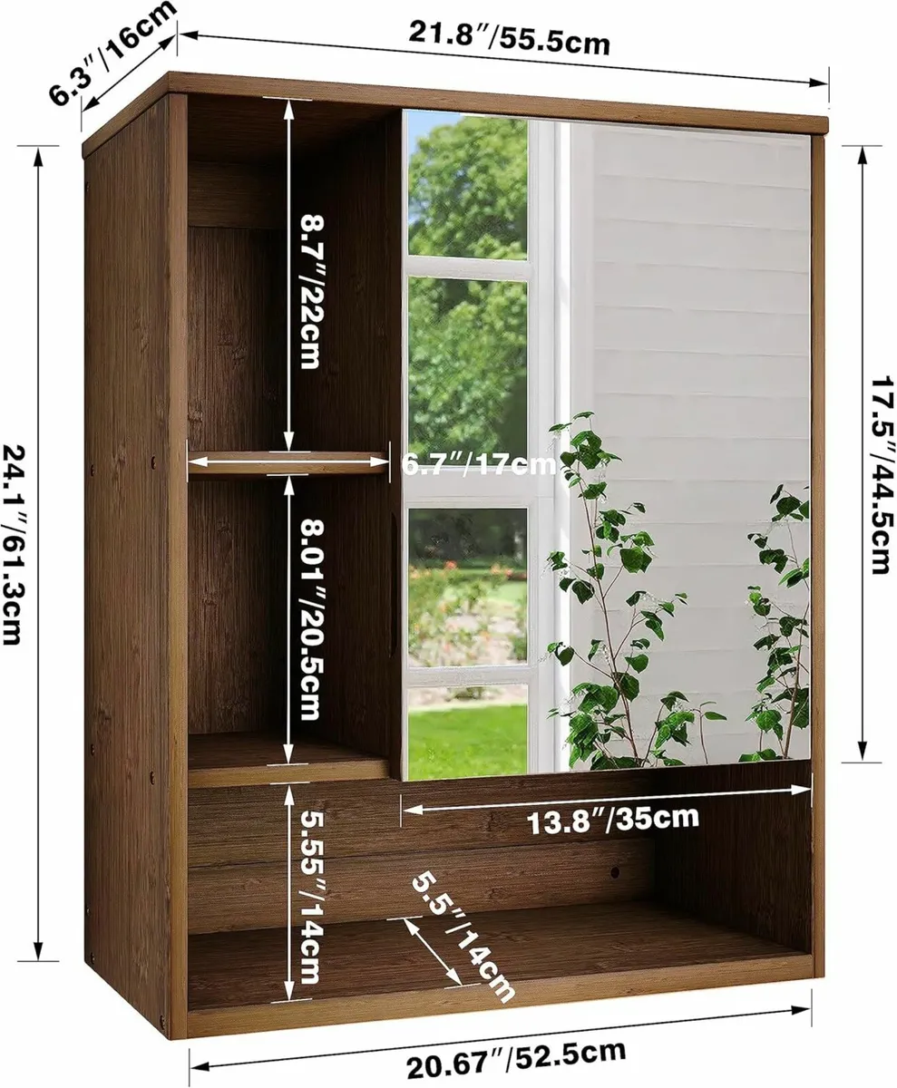 Bathroom Mirror Cabinet Wall Mounted Mirror Shelf - Image 2