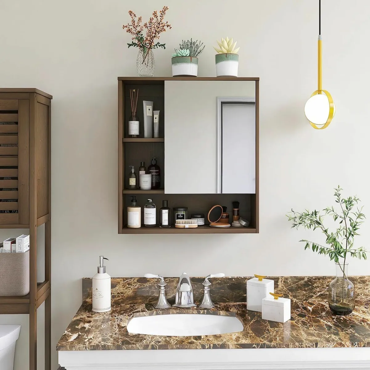 Bathroom Mirror Cabinet Wall Mounted Mirror Shelf - Image 3