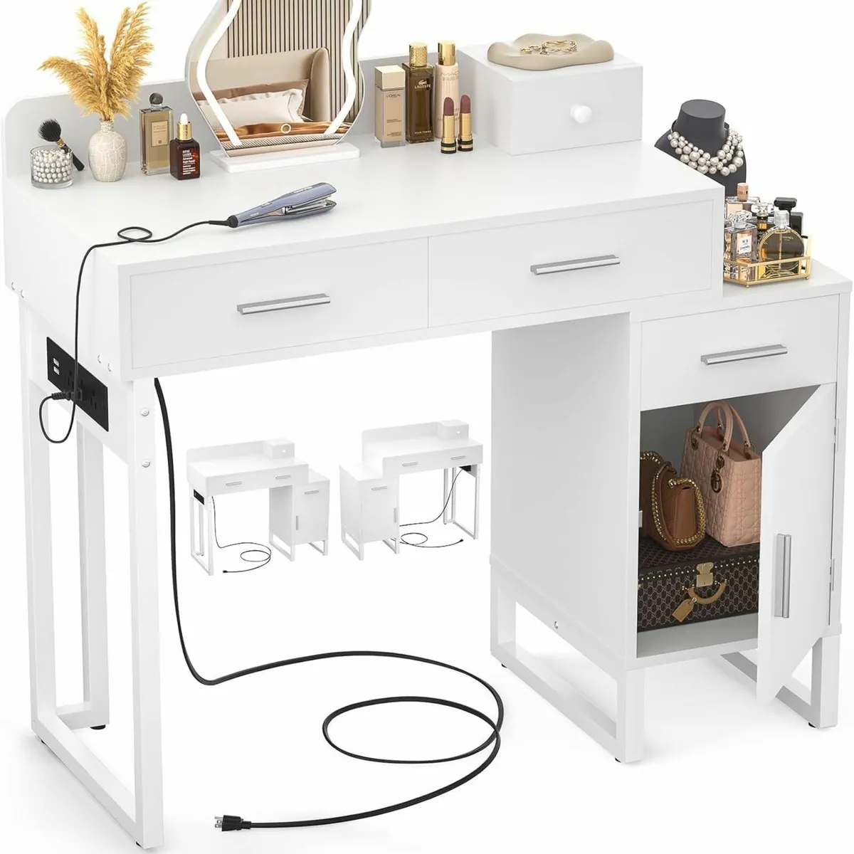 Dressing Table Vanity Desk 4 Storage Drawers - Image 2