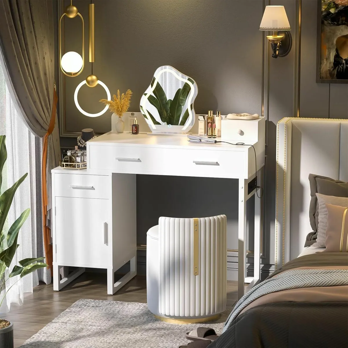Dressing Table Vanity Desk 4 Storage Drawers - Image 1