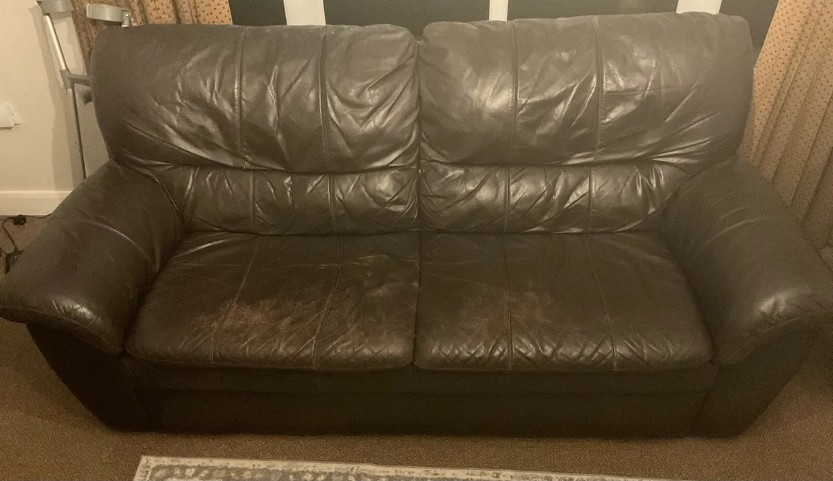 Leather suite 3+1+1 chocolate brown - Image 1