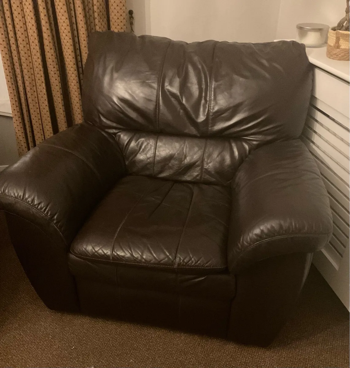 Leather suite 3+1+1 chocolate brown - Image 3