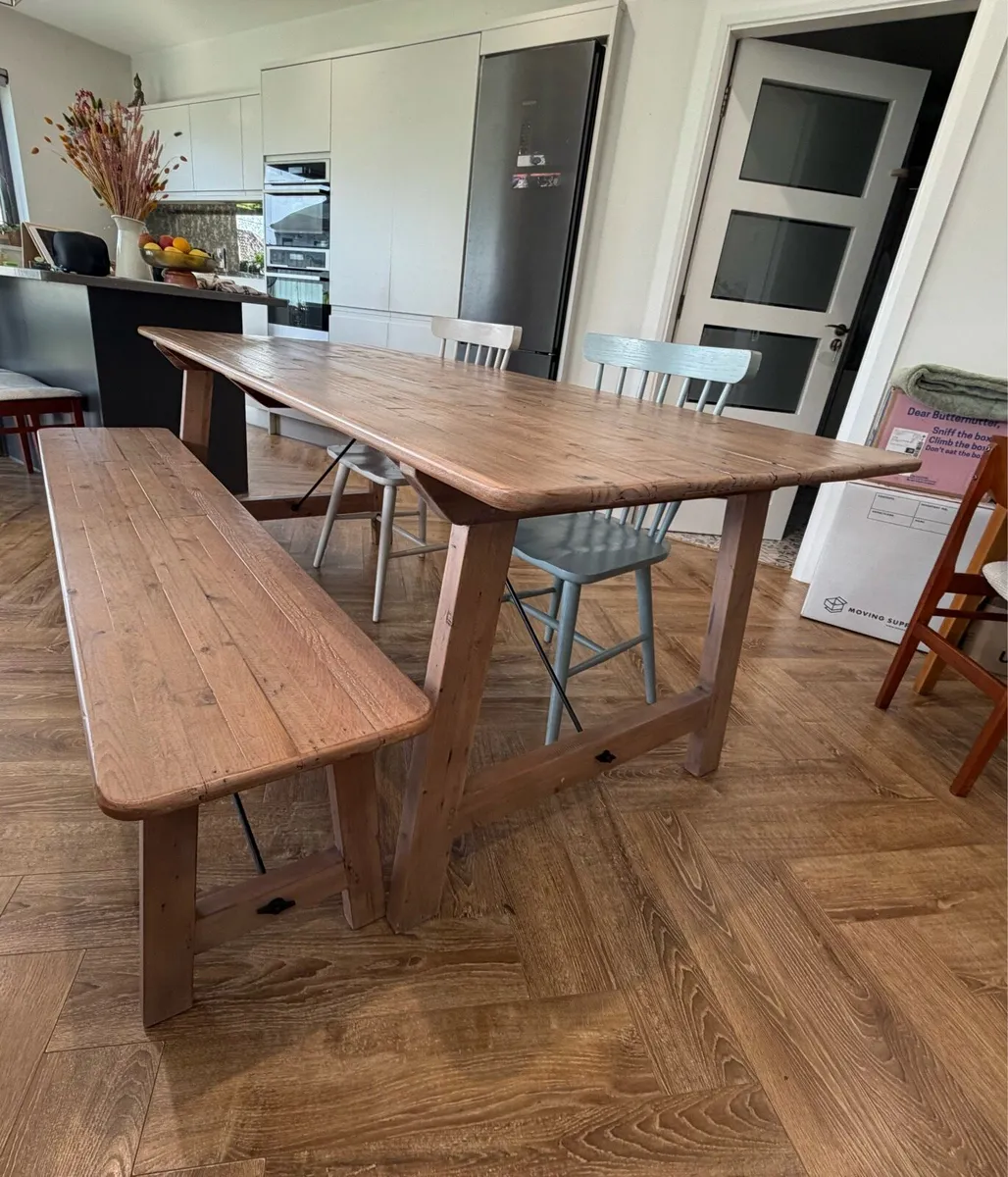 Rustic Dining Table, Bench and 4 chairs - Image 2