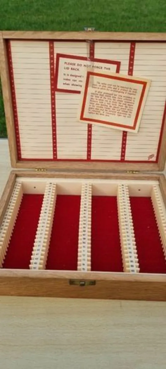 Vintage wooden slide storage box - Image 1