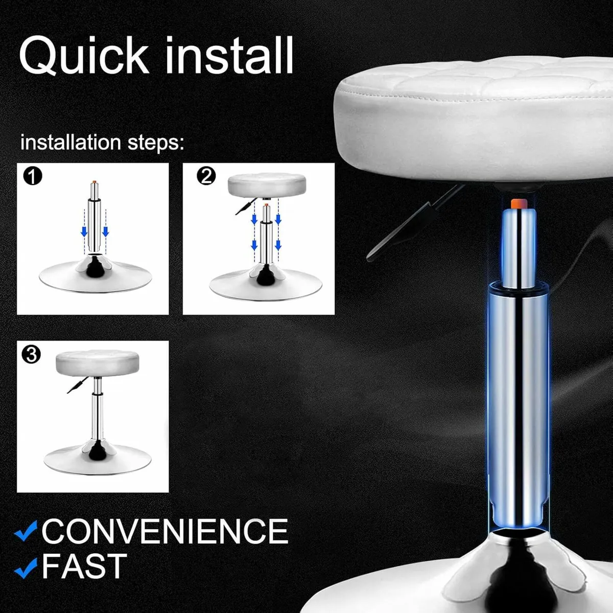 Swivel Stool Breakfast Bar Stools Dressing Table - Image 3