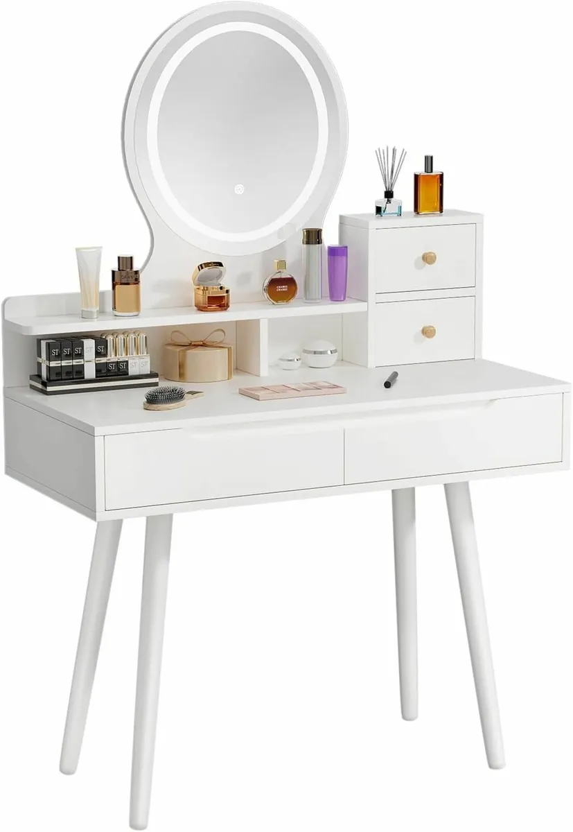 Dressing Table Vanity Desk Two Drawers  White - Image 3