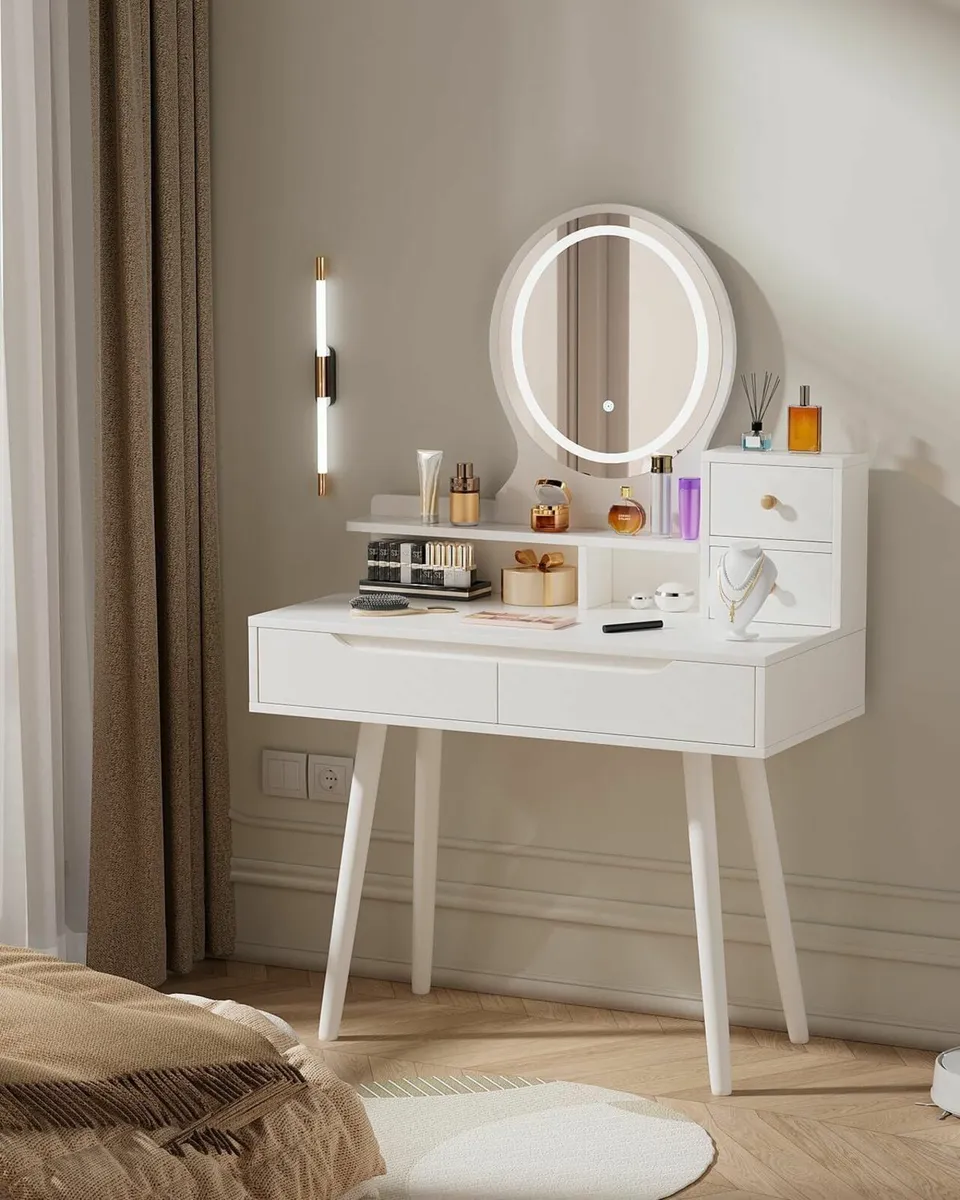 Dressing Table Vanity Desk Two Drawers  White - Image 1