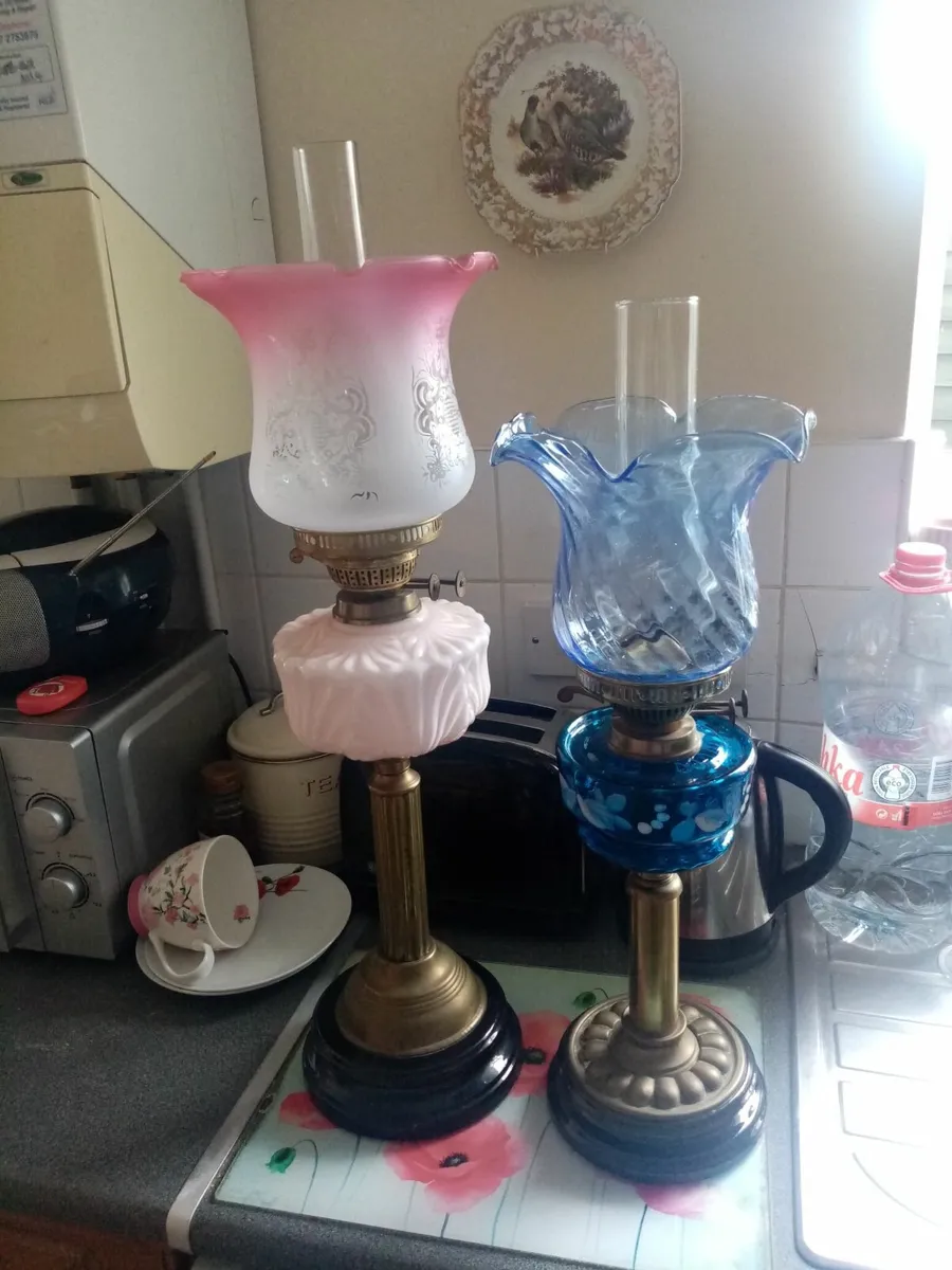 2 vintage  Oil Lamps - Image 1