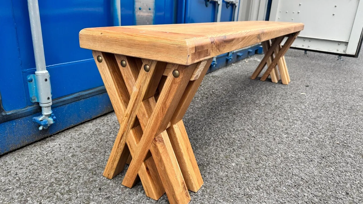 Oak Farmhouse Dining Bench - Ex Display - Image 1