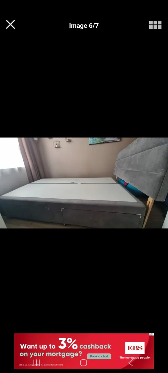 Grey 2 part divan bed base superking - Image 3