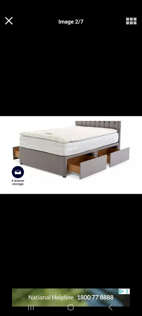 Grey 2 part divan bed base superking - Image 1